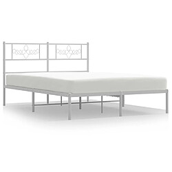 Maison Chic Lit adulte 150x200cm- Cadre de lit métal avec tête de lit pour chambre blanc -MN33122