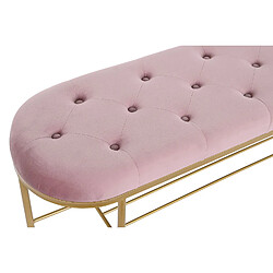 Acheter Pegane Banquette rectangulaire en polyester rose et métal doré - longueur 100 x Profondeur 35 x hauteur 40 cm