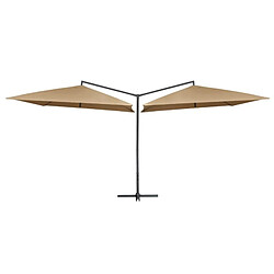 vidaXL Parasol double avec mât en acier 250 x 250 cm Taupe