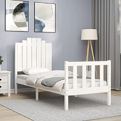 Maison Chic Cadre/structure de lit avec tête de lit pour adulte - Lit Moderne Chambre blanc petit simple bois massif -MN93186