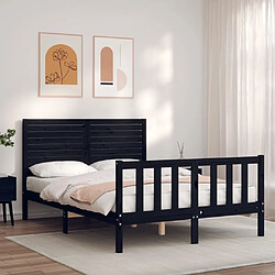 Maison Chic Cadre/structure de lit avec tête de lit pour adulte - Lit Moderne Chambre noir double bois massif -MN52233