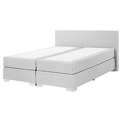 Beliani Lit Boxspring PRESIDENT 160 x 200 cm Tissu Gris clair