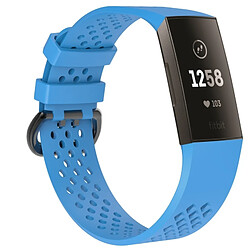 Wewoo Bracelet pour montre connectée Dragonne sport réglable avec trou carré FITBIT Charge 3 bleu ciel