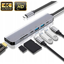 GUPBOO Adaptateur 7 en 1 Hub USB-C HDMI 4k PD SD 2x USB 3.0,JL2847