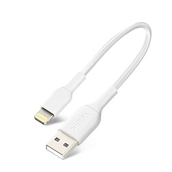 Câble USB vers Lightning MFI Charge Synchronisation Compact 15cm Belkin Blanc