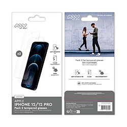 My Way Myway Pack 2 Verre Trempé pour iPhone 12/12 PRO Plat Anti-rayures Transparent