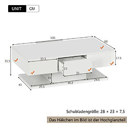 Acheter ComfortXL Table Basse Moderne Avec 2 Tiroirs Et Éclairage Led