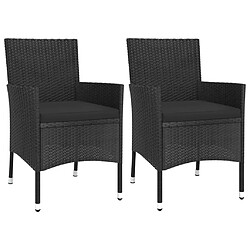 Acheter Salle à manger de jardin 3 pcs avec coussins,Table et chaise à dîner Noir -MN23410