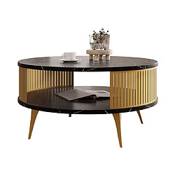 Bestmobilier Forini - table basse - effet marbre noir et doré - 75 cm