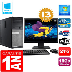 PC Tour DELL 7010 Core I3-2120 Ram 16Go Disque 2 To Wifi W7 Ecran 22" - Occasion