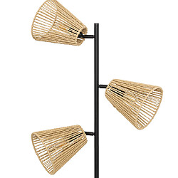 Pegane Lampe suspendue, Suspension luminaire droit en bois naturel et métal noir- Longueur 49,5 x Profondeur 24 x Hauteur 150 cm