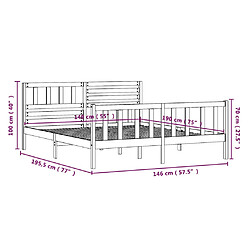 vidaXL Cadre de lit sans matelas bois massif 140x190 cm pas cher