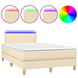 Sommier à lattes LED,Cadre à lattes de lit avec matelas pour Adulte Crème 120x200 cm Tissu -MN87654