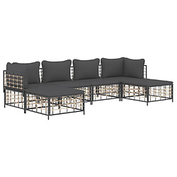 Avis Maison Chic Salon de jardin 6 pcs + coussins - Mobilier/Meubles de jardin - Table et chaises d'extérieur anthracite résine tressée -MN21193