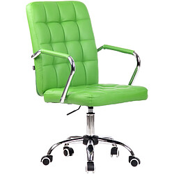 Decoshop26 Chaise de bureau sur roulettes avec accoudoirs siège pivotant à 360° en PVC vert 10_0002648