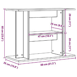 vidaXL Support d'aquarium vieux bois 80x35x60 cm bois d'ingénierie pas cher