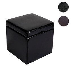 Mendler Pouf tabouret cube-coffre Onex, cuir, 45x44x44cm, noir 