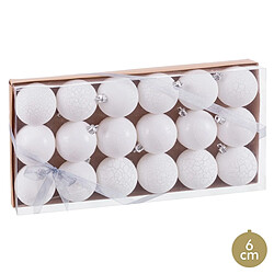 BigBuy Home Boules de Noël Blanc Plastique Ø 6 cm (18 Unités)