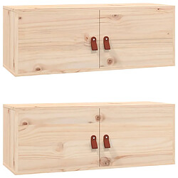 Maison Chic Lot de 2 Armoires murales,Meuble de Rangement,Armoire Suspendue 80x30x30 cm Bois de pin massif -MN42981