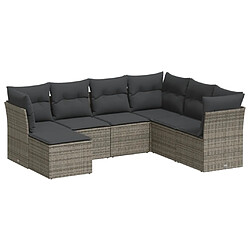 vidaXL Salon de jardin avec coussins 7 pcs gris résine tressée