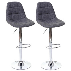 Decoshop26 2x tabourets de bar comptoir chaise haute en tissu gris foncé base et cadre en acier chromé 04_0000106