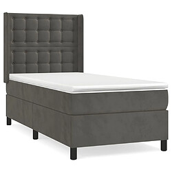 Maison Chic Lit Adulte - Lit simple Lit à sommier tapissier et matelas moelleux - Meuble de Chambre - Gris foncé 80x200 cm Velours -MN41329