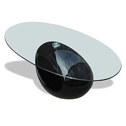 Avis Maison Chic Table basse pour salon | Table à café avec dessus de table en verre ovale Noir brillant -GKD87836