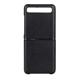 Coque en cuir véritable + TPU peau de litchi noir pour votre Samsung Galaxy Z Flip