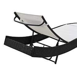 Acheter Helloshop26 Transat chaise longue bain de soleil lit de jardin terrasse meuble d'extérieur avec oreiller résine tressée noir 02_0012559