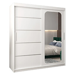 Abiks Meble Armoire PROMO V2 À Portes Coulissantes 200/180/62 2 Portes (Blanc/Blanc)