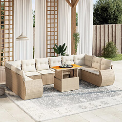 vidaXL Salon de jardin 11 pcs avec coussins beige résine tressée