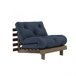 Inside 75 Fauteuil convertible futon ROOTS pin carob brown matelas navy blue couchage 90 x 200 cm