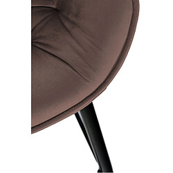 Decoshop26 Tabouret de bar chaise haute x1 assise effet capitonnée en velours marron et métal noir 10_0004885 pas cher