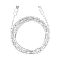 Baseus Câble de Charge et de Transfert USB-C / Lightning 2m 20W en Nylon Tressé Blanc