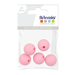 Artemio 5 perles silicone rondes - 10 mm - rose