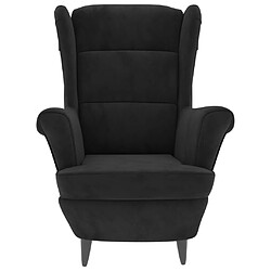 Avis vidaXL Fauteuil à oreilles avec tabouret noir velours