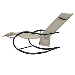 Maison Chic Chaise longue à bascule | Bain de soleil Relax | Transat crème acier et textilène -GKD10396 pas cher