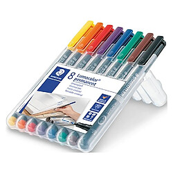 Stylo feutre permanent Staedtler Lumocolor "dry safe" couleurs assorties 0,6 mm - Pochette de 8