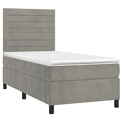 Avis Maison Chic Lit Adulte - Lit simple Lit à sommier tapissier et matelas moelleux - Meuble de Chambre - Gris clair 80x200 cm Velours -MN19926