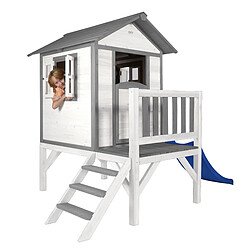 AXI Maison Enfant Beach Lodge XL en BLANC avec Toboggan Bleu | Maison de Jeux en Bois FFC pour Les Enfants | Maisonnette / Cabane en Bois pas cher