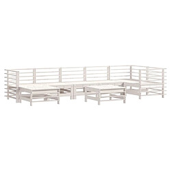 Avis Maison Chic Salon de jardin 8 pcs + coussins - Mobilier/Meubles de jardin - Table et chaises d'extérieur blanc bois massif -MN26503