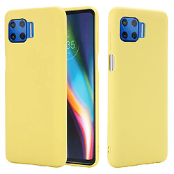 Coque en silicone Liquide de couleur unie avec sangle jaune pour votre Motorola Moto G 5G Plus