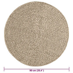 vidaXL Tapis ZIZUR beige Ø 90 cm aspect de jute intérieur et extérieur pas cher