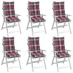 Avis vidaXL Coussins de chaise à dossier haut lot de 6 motif carreaux rouge