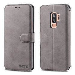 Wewoo Housse Coque Pour Galaxy S9 Plus AZNS Étui en cuir avec rabat magnétique et texture de mollet support et fentes cartes et cadre photo Gris