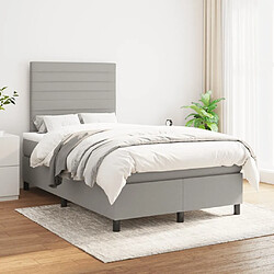 Avis Maison Chic Lit adulte- Lit + matelas,Sommier à lattes de lit et matelas gris clair 120x190 cm tissu -GKD28805