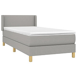 Avis Maison Chic Lit Adulte - Lit simple Lit à sommier tapissier avec matelas moelleux - Meuble de Chambre - Gris clair 90x200 cm Tissu -MN54367