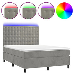 vidaXL Sommier à lattes de lit matelas et LED Gris clair 140x200 cm