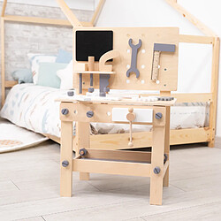 Établi à Outils Jouet Montessori Robincool Workstation 44,5x32,5x66,5 cm en Bois Éco avec Accessoires Inclus