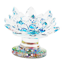 cristal verre lotus fleur thé lumière bougeoir cadeau bleu